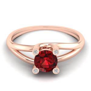 REYES Solitaire Or 14K 0.84Ct Bague de Fiançailles en Pierre Précieuse Grenat Coupe Ronde Diamant Certifié IGI Mariage Bijoux Fins pour Femmes - Product Image 6