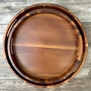 Bandeja de cocina de madera de la mejor calidad, bandejas circulares de madera natural fabricadas en Vietnam para exportación al por mayor - Product Image 3