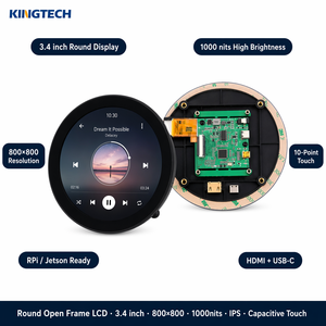 Kingtech OEM/ODM 3,4 Zoll Rundes Open-Frame LCD 800x800 1000 Nits Hochhelligkeits-Touchdisplay Raspberry Pi LCD-Modul - Product Image 3