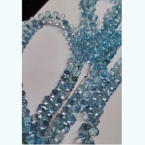 4 hebras de cuentas briolette de faceta de Topacio azul cielo Natural 685 CTS lote Iroc ventas cuentas de lágrima de piedras preciosas de 16 pulgadas de longitud - Product Image 6