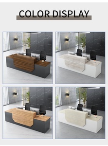 Mostrador de Recepción Moderno en Forma de L con Superficie de Madera Clara y Base Blanca, Muebles de Oficina Minimalistas, Mesa de Recepción Comercial - Product Image 4