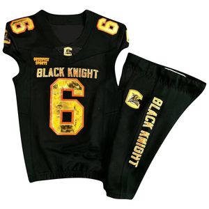 Juego de uniformes de fútbol americano de sarga de aparejos brillantes dorados, uniforme de fútbol americano de cromo dorado número o letra personalizada - Product Image 3