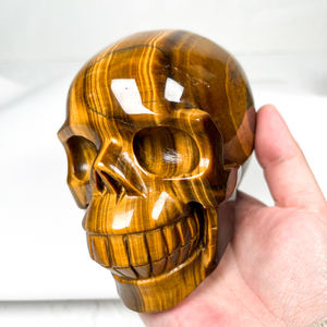Hoge Kwaliteit Kristal Grote Schedel Ambacht Hand Gesneden Gele Tijgeroog Schedel Menselijk Hoofd Schedel Voor Genezing - Product Image 2