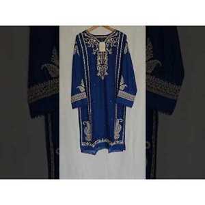 Robe de mariée indienne en chiffon de bambou 100% pur bleu Agha Noor, 2 pièces, Salwar Choli Lehenga TC-1065, cousue - Product Image 2