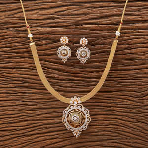 Handmade Cubic Zirconia Classic Pendant Set With 2 Tone and Rhodium Plating Exporter in India - Product Image 1