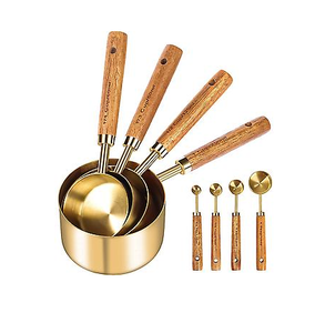 ถ้วยตวงและช้อนตวงทองเหลืองช้อนออกแบบให้มีด้ามวัดทำจากไม้ - Product Image 3