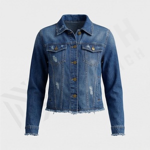 Veste en jean pour femmes, best-seller, teinture unie, brute, de haute qualité, élégante, vêtement d'extérieur tendance - Product Image 1