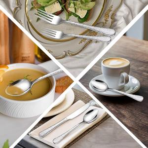 Juego de cubiertos y cuchillos martillados personalizados modernos al por mayor, cuchara y tenedor de acero inoxidable, regalo de inauguración de la casa - Product Image 3