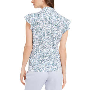 Camicetta da Donna Calvin Klein con Stampa Floreale, Maniche Corte, Bottoni e Volant in Chiffon, Taglia XL per Ufficio, Autunno e Primavera - Product Image 2