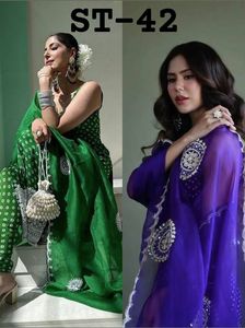 Conjunto de Kurti, Pantalón y Dupatta con Estampado Punjabi para Mujer, Conjunto de Salwar Kameez, Conjunto de Kurti, Pantalón y Dupatta a Precio de Mayoreo - Product Image 2