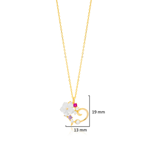 Colorido CZ piedra flor corazón forma encanto collar joyería hecha a mano venta al por mayor colgante de plata - Product Image 5