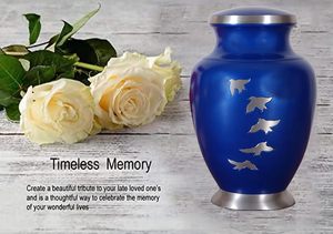 Engraved Aluminium Cremation Urn for Human <b>Ashes</b> Adult Male Female Pets Cat <b>Dog</b> Urn Large Burial Funeral Urns for <b>Ashes</b> (Blue) - Product Image 3