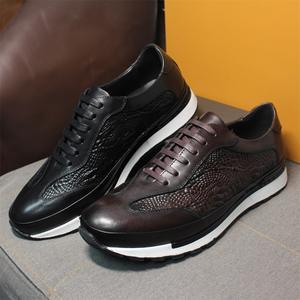 Chaussures en cuir avec empiècements élastiques et talon résistant à l'usure, chaussures à lacets pour hommes, chaussures habillées - Product Image 3