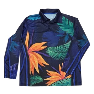 Polo de pêche à manches longues UPF50 + Protection solaire-Conception personnalisée prête à la sublimation, tissu anti-UV à séchage rapide - Product Image 4