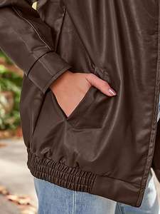 Genuine Leather Women's Oversized <b>Jackets</b> Brown High Quality Women's <b>Jackets</b> Wholesale Fashion Motorcycle Coats OEM Custom Logo - Product Image 4