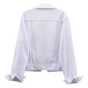 Chaqueta Vaquera Corta de Mezclilla para Mujer, Estilo Informal, Holgada, Lavado Oscuro, Mezcla de Poliéster/Algodón, con Botones, Cortavientos y Transpirable - Product Image 2