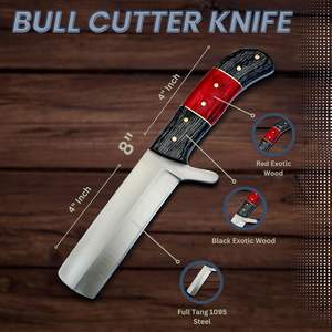 Cuchillo vaquero de hoja fija de acero al carbono 1095 hecho a mano con mango de madera exótica y Funda de cuero OEM personalizable - Product Image 4