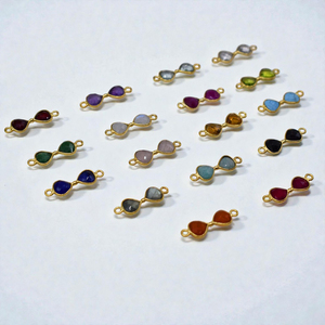 Conector de Plata 925 con Forma de Corazón y Piedra Preciosa de Peridoto - Engaste de Bisel Chapado en Oro para Joyería DIY de Aniversario - Product Image 2