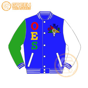 Orden personalizada Eastern Star Cotton Fleece Chaqueta universitaria bordada OES Transpirable Secado rápido Cierre de cremallera Soporte Mujer - Product Image 4