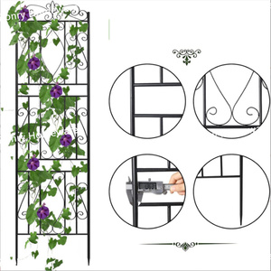Treillis de jardin <span class=keywords><strong>en</strong></span> fer traité thermiquement de style moderne, écologique, avec piquets <span class=keywords><strong>en</strong></span> métal noir, accessoires pour plantes grimpantes, 2 ensembles - Product Image 1