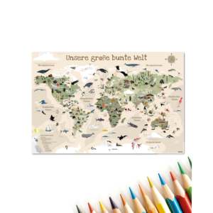 Alfombrilla de Escritorio con Mapa del Mundo para Niños, Versión Beige, 60x40 cm, para el Aprendizaje y la Creatividad - Product Image 1