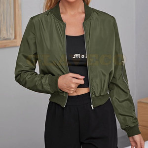 Solid Color Full Zipper <b>Women</b> Bomber <b>Jacket</b> Premium Quality <b>Light</b> Weight Bomber <b>Jacket</b> For <b>Women</b> - Product Image 3