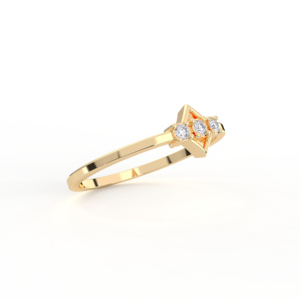 0.08 Carat E-F/VVS-VS Moissanite Round Cut <b>Diamond</b> Prong Set Minimalist geometric <b>diamond</b> <b>ring</b> Made in Silver For Her - Product Image 2