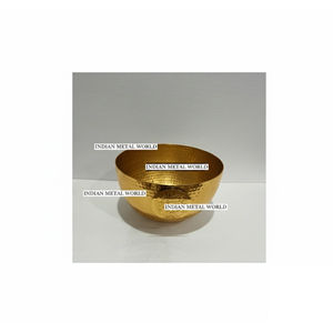 Bol de service décoratif en métal doré créatif, finition martelée de luxe, bol à dessert et à chocolat en laiton pour hôtel, restaurant - Product Image 1