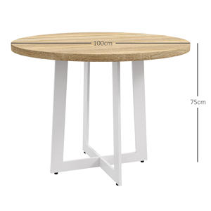 Table à manger ronde moderne pour 4 personnes, Ø 100x75cm, bois naturel et blanc HOMCOM - Product Image 3