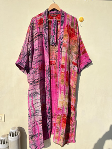 Robe Kimono en soie tie-dye à la main en mousseline de soie à séchage rapide Style décontracté taille libre pour les femmes printemps été automne vêtements de nuit - Product Image 2