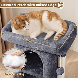 Arbre à chat moderne de 23,5 pouces avec condo, poteaux à gratter en sisal, centre d'activités intérieur écologique pour chatons et chats - Product Image 5