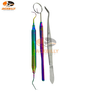 ชุดอุปกรณ์ทันตกรรมพื้นฐานทำจากเหล็กเคลือบสีรุ้งชุดเครื่องมือมีที่จับแบบกลวงที่ผ่านการฆ่าเชื้อแล้วประกอบด้วยที่ปิดปาก - Product Image 2