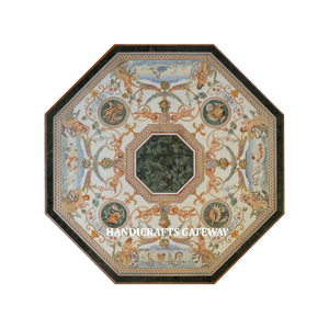 ท็อปโต๊ะหินอ่อนสีดำตรงกลางโต๊ะใช้สำนักงานบ้าน & ของขวัญสินค้ารูปทรงแปดเหลี่ยมสีขาวฝังพื้นโต๊ะในบ้านสวย - Product Image 1