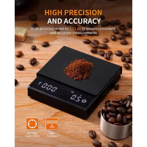 Mini Báscula Digital Ultra Delgada para Café, Balanza de Cocina USB con Temporizador, Negra y Blanca - Product Image 6