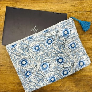 Durable Vintage Modern Hand-Block Printed Cotton Quilted <b>Laptop</b> Sleeves <b>Bag</b> Waterproof Business Daily Use Simple Office - Product Image 1