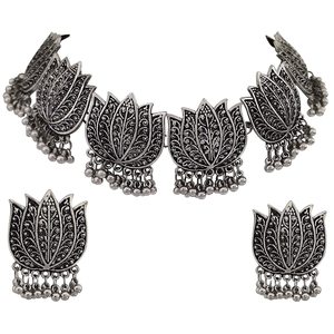 Collier en lotus oxydé pour les occasions de fête - Product Image 4
