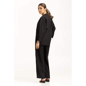 Chemise en soie mélangée pour femme avec motif léopard brodé, col à volants, décoration en dentelle, taille unique - XL à 4XL - Product Image 1