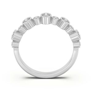 Anillo de Boda RITZIN con Bisel de Corte Redondo y Media Eternidad para Mujer en Oro Rosa de 14K y Plata, Estilo Elegante - Product Image 4