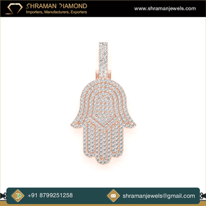 Diseño atractivo Regalo DE BODA Joyería de moda 10 CTS 925 Plata Personalizada Iced Out Hamsa Hand VVS-VS Lab Grown Diamond Pendant - Product Image 2