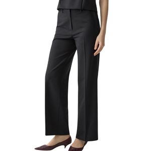Femmes Vintage élégant décontracté taille haute plissé avant jambe droite mélange de laine pantalon-confortable respirant solide pantalon - Product Image 4