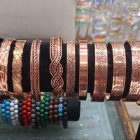 Brazaletes y Pulseras de Cobre Grabados a Mano, Joyería Artesanal de Metal, Accesorios Étnicos Tradicionales al por Mayor para Boutique