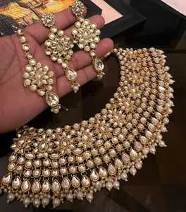 Haute qualité multicolore Kundan argent oxydé collier boucles d'oreilles ensemble nouveaux bijoux de mode pour les femmes inde Pakistan pour les mariages - Product Image 6