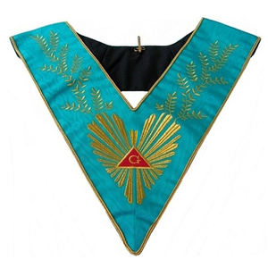 Prix de gros collier d'officier maçonnique bleu avec or brodé à la main de qualité supérieure collier d'officier brodé personnalisé - Product Image 3