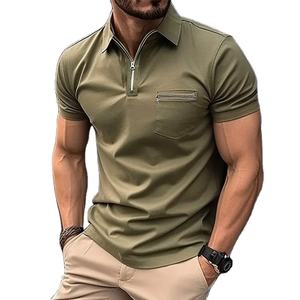 POLO de manga corta con bolsillo con cremallera para hombre con estilo Cool Summer casual diario deportes al aire libre estilo de negocios color sólido Top Crew - Product Image 1