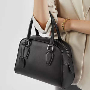 Vente chaude grande capacité femmes sac à main première couche en cuir véritable Boston sac fermeture éclair Simple mode dames - Product Image 4