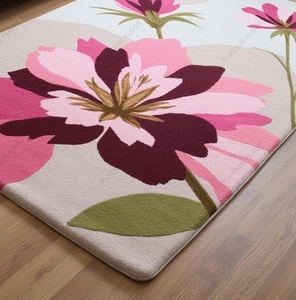 พรมปูพื้นลายดอกไม้100% ผ้าวูลชั้นดีดีไซน์ทันสมัยประดับด้วยผ้าคอตตอนสำหรับห้องนั่งเล่นหรือรถ - Product Image 1