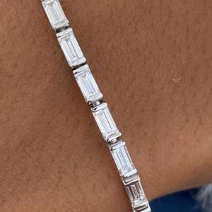 Top Seller IGI Certified <b>Baguette</b> VVS Lab Grown Diamond Gold Plated 925 Sterling Silver <b>Bracelet</b> Fine Fashion Luxury Jewelry - Product Image 2