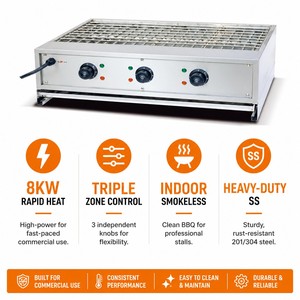 Commercial <b>Electric</b> Smokeless <b>BBQ</b> Grill 8kW Countertop for Kebab Shawarma Middle East Restaurant Cafe - Product Image 3
