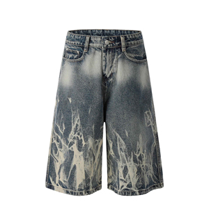High Street <b>Mens</b> Denim <b>Jeans</b> <b>Shorts</b> Loose Casual Streetwear Hip Hop Breathable Windproof Custom Color Custom Design OEM Service - Product Image 1