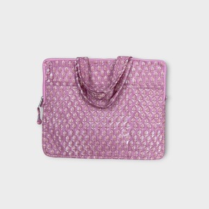 Dusty Rose Quilted <b>Laptop</b> Bag Modern Vintage Simple Cotton Block Printed Fabric Eco-Friendly and Durable for Office Use - Product Image 4
